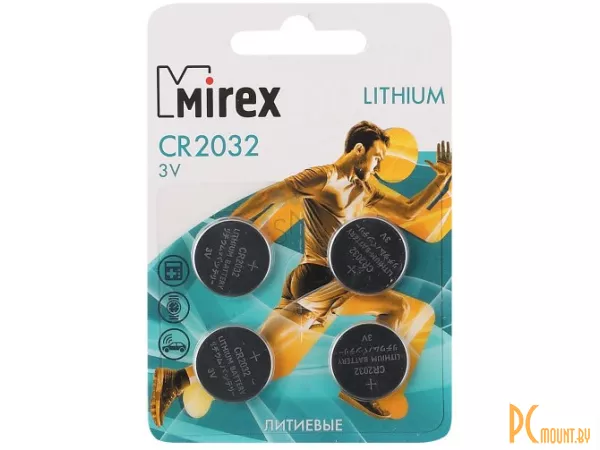 Батарейка CR2032 Mirex литиевая блистер 4 шт.