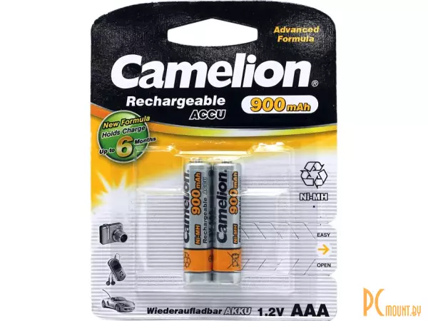 Аккумулятор Ni-MH Camelion, 900mAh, R03 (AAA), цена за упаковку 2 шт.