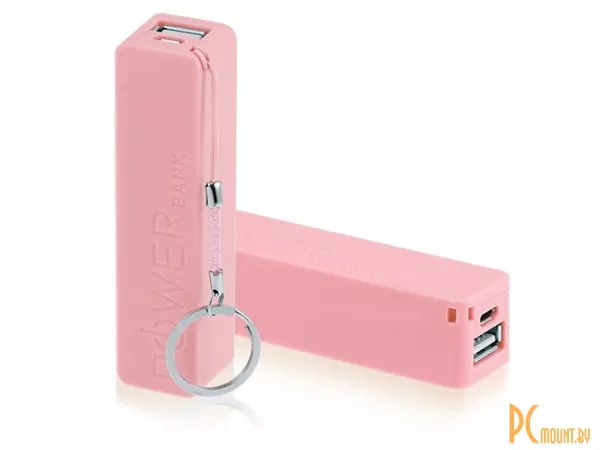 Батарейный отсек для 1x18650, пластик, розовый, для использования как powerbank, micro-USB вход, USB выход