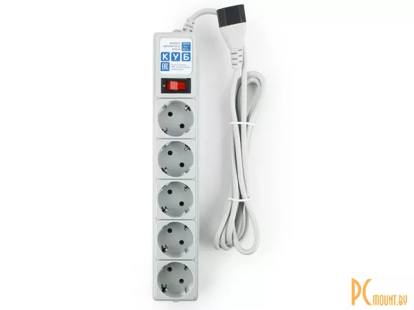 Сетевой фильтр PowerCube SPG-B-6Ext, 1.9m, 5 розеток, серый