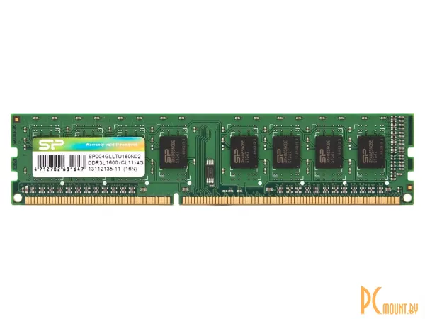 Память оперативная DDR3, 4GB, PC12800(1600MHz), Silicon Power SP004GLLTU160N02