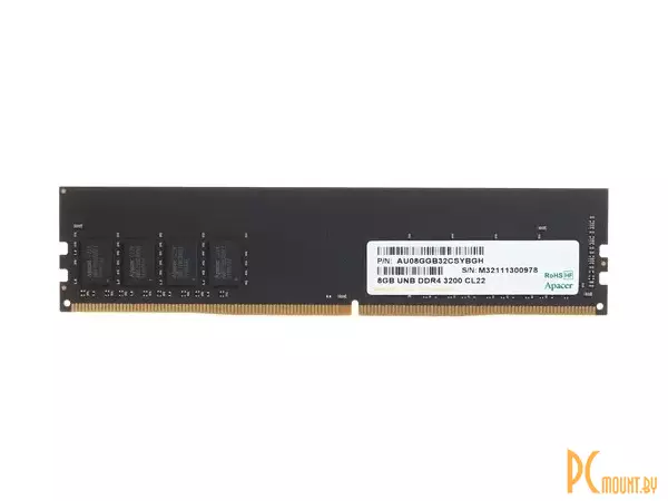 Память оперативная DDR4, 8GB, PC25600 (3200MHz), Apacer EL.08G21.GSH