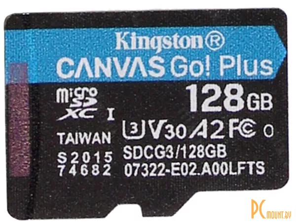 Карта памяти MicroSDXC, 128GB, Сlass 10, UHS-I, U3, Kingston SDCG3/128GB