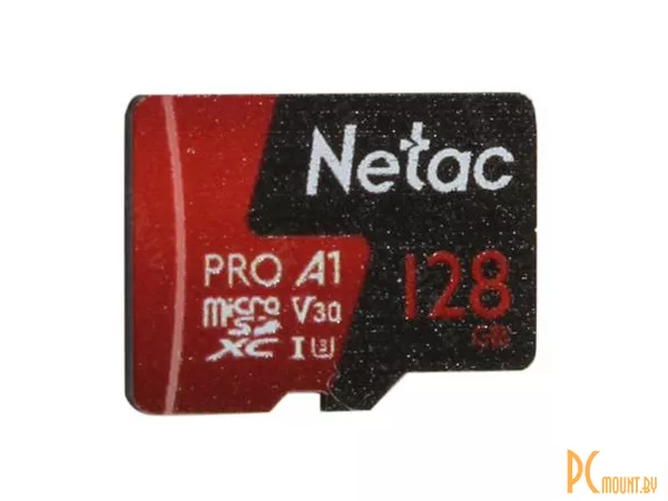 Карта памяти MicroSDXC, 128GB, Сlass 10, UHS-I, U3, Netac NT02P500PRO-128G-S