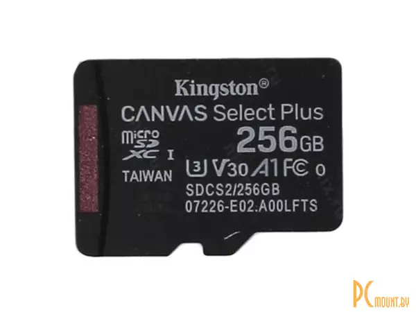 Карта памяти MicroSDXC, 256GB, Class 10, UHS-I, U3, Kingston SDCS2/256GB